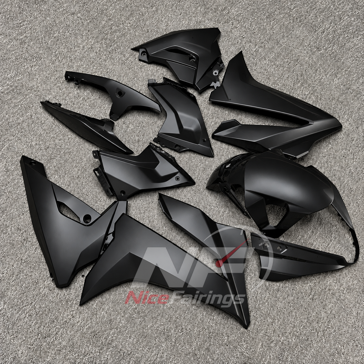Aftermarket Fairing Kit Fits 2024-2026 SUZUKI GSX8R - Injection-Molded ABS - Black | NiceFairings - front angle image