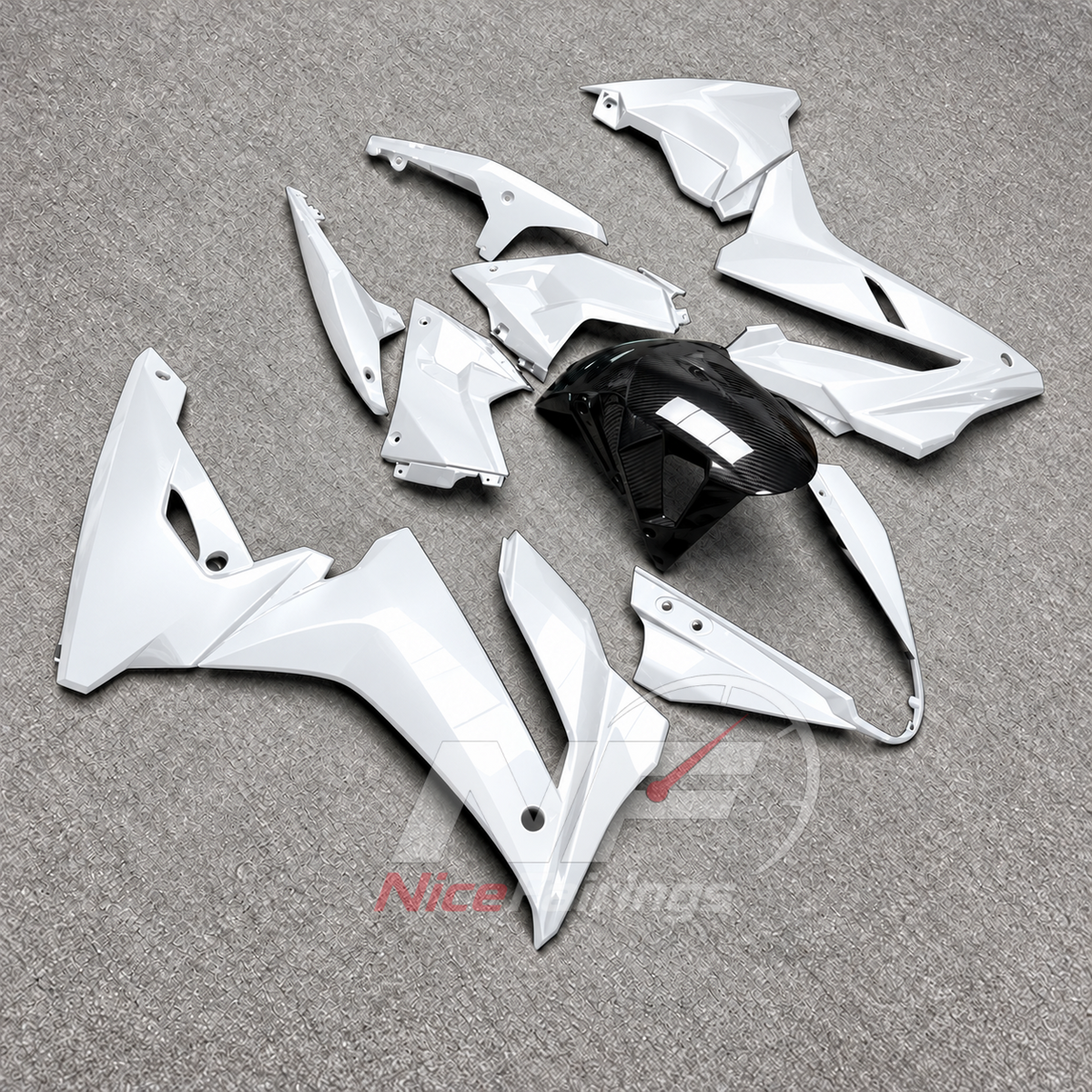 ABS Plastic Fairing Kit Fits 2024-2026 SUZUKI GSX8R - Motorcycle Bodywork - White | NiceFairings - side angle image