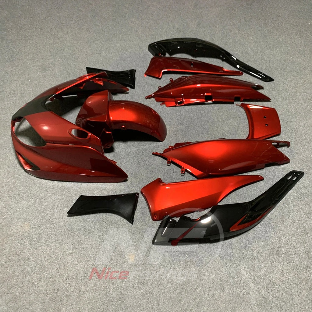 Motorcycle Fairing Kit Fits 2001-2007 YAMAHA TMAX500 (T-MAX500) - Aftermarket ABS Panels - Red Black | NiceFairings - front angle image