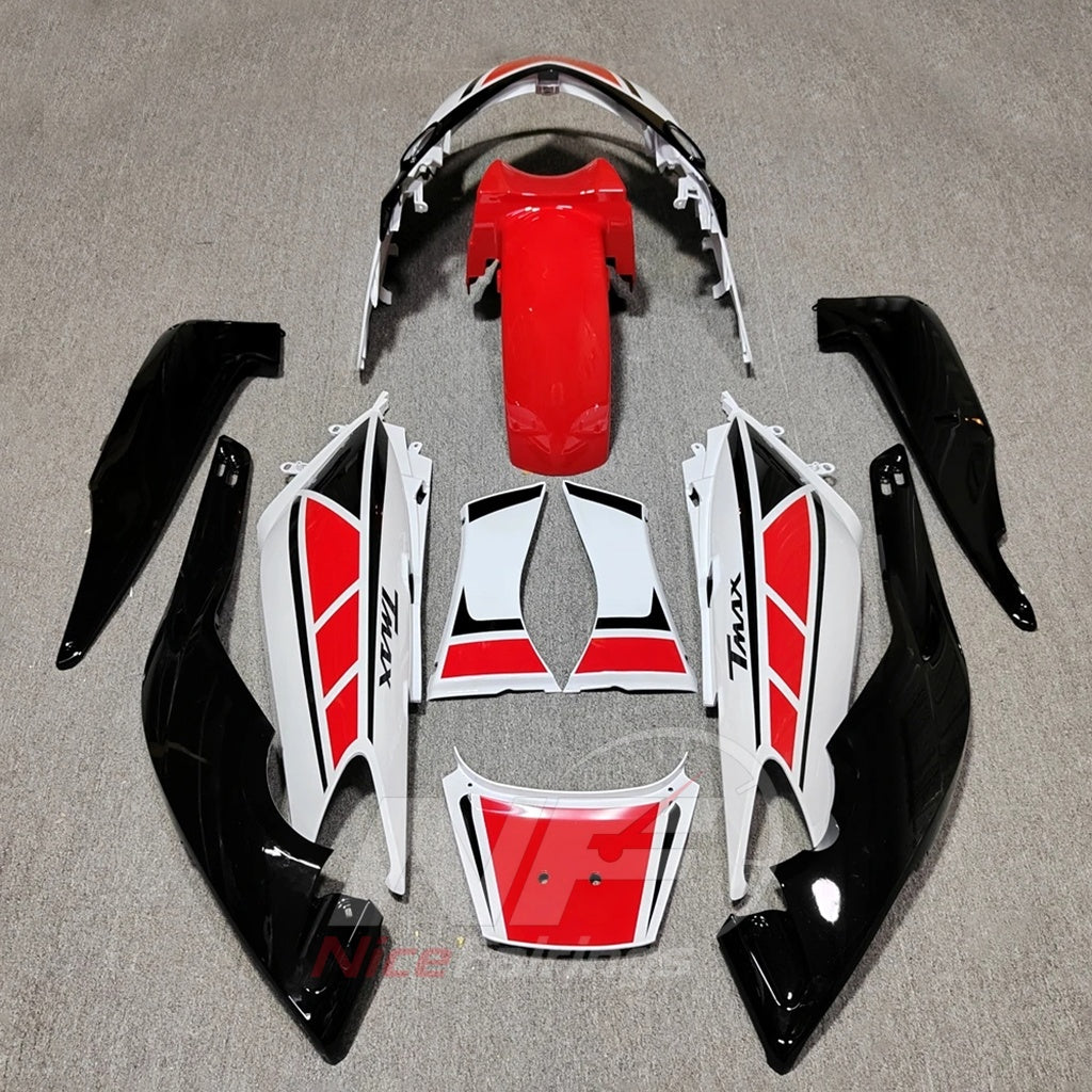 Aftermarket Fairing Kit Fits 2001-2007 YAMAHA TMAX500 - Scooter ABS Bodywork - White Red Black | NiceFairings - side angle image
