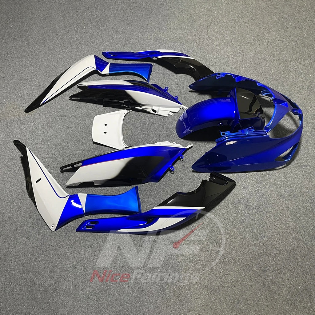Scooter Fairing Kit Fits 2001-2007 YAMAHA TMAX500 (T-MAX500) - Aftermarket ABS Panels - Blue White Racing | NiceFairings - front angle image