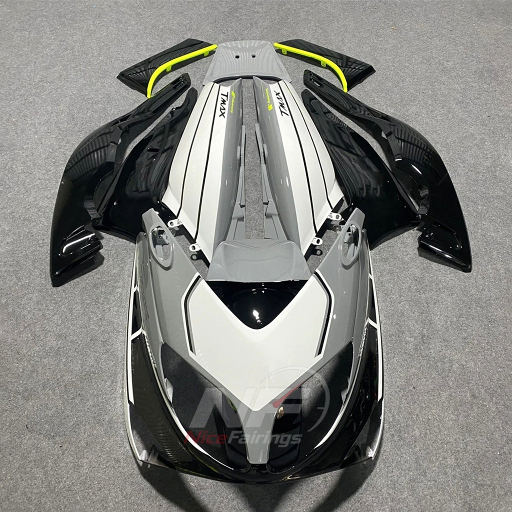 Replacement Fairings Fit 2001-2007 YAMAHA TMAX500 (T-MAX500) - Custom-Painted ABS Bodywork - White Black Center | NiceFairings - paint design NO.6 option image