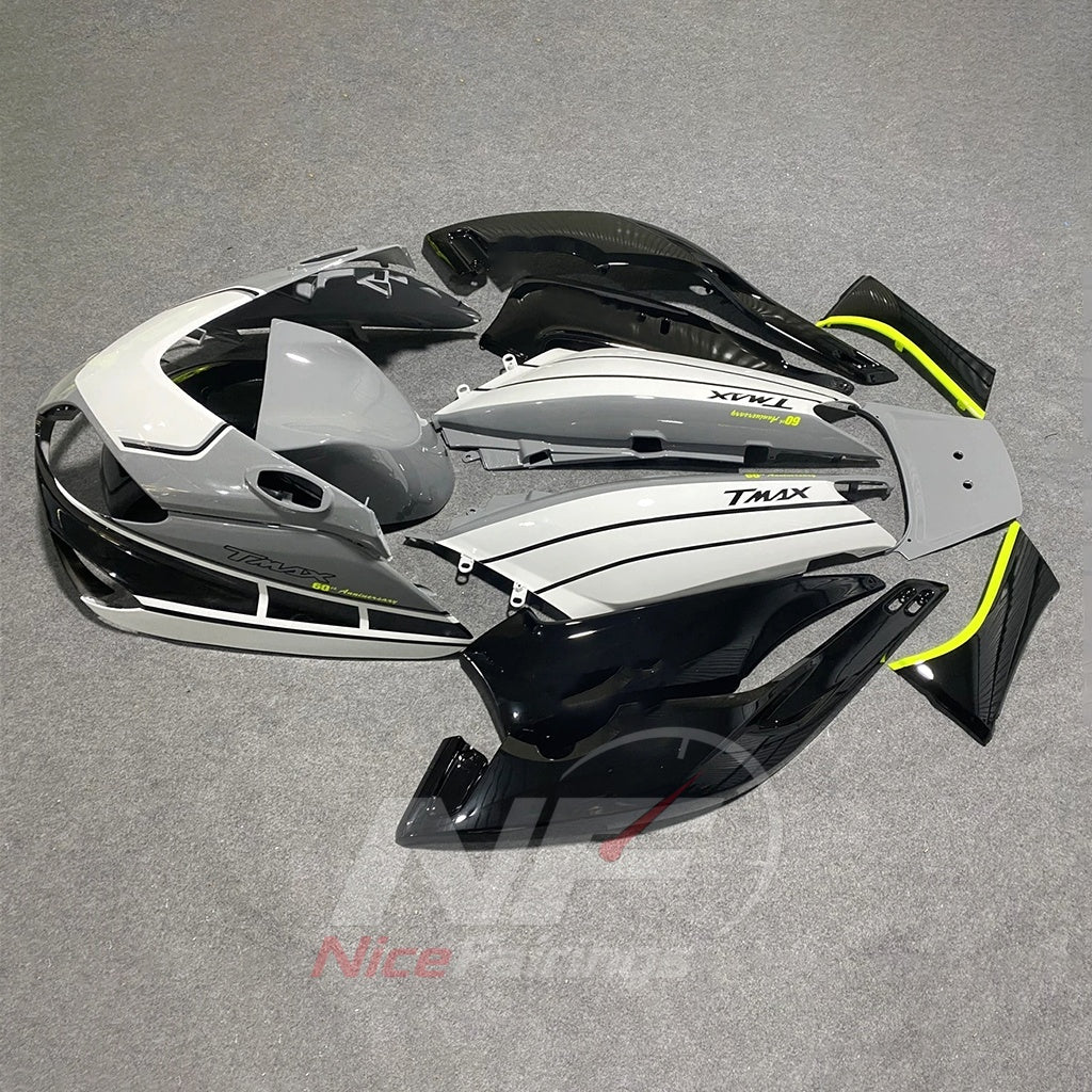 Aftermarket Fairing Kit Fits 2001-2007 YAMAHA TMAX500 - ABS Fairing Panels - White Black Yellow Accent | NiceFairings - front angle image