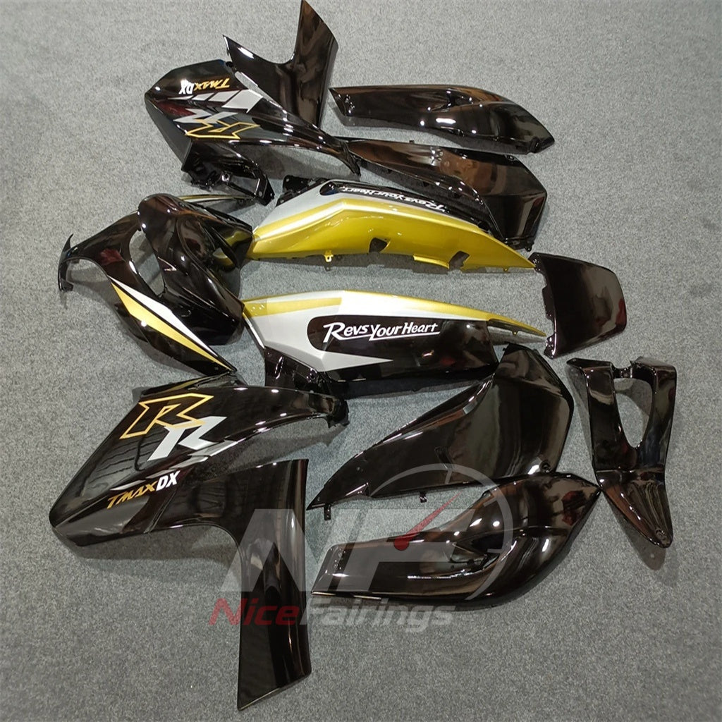 Fairing Kit Fits 2008-2011 YAMAHA TMAX500 - ABS Plastic Bodywork - Black Gold White | NiceFairings - side angle image
