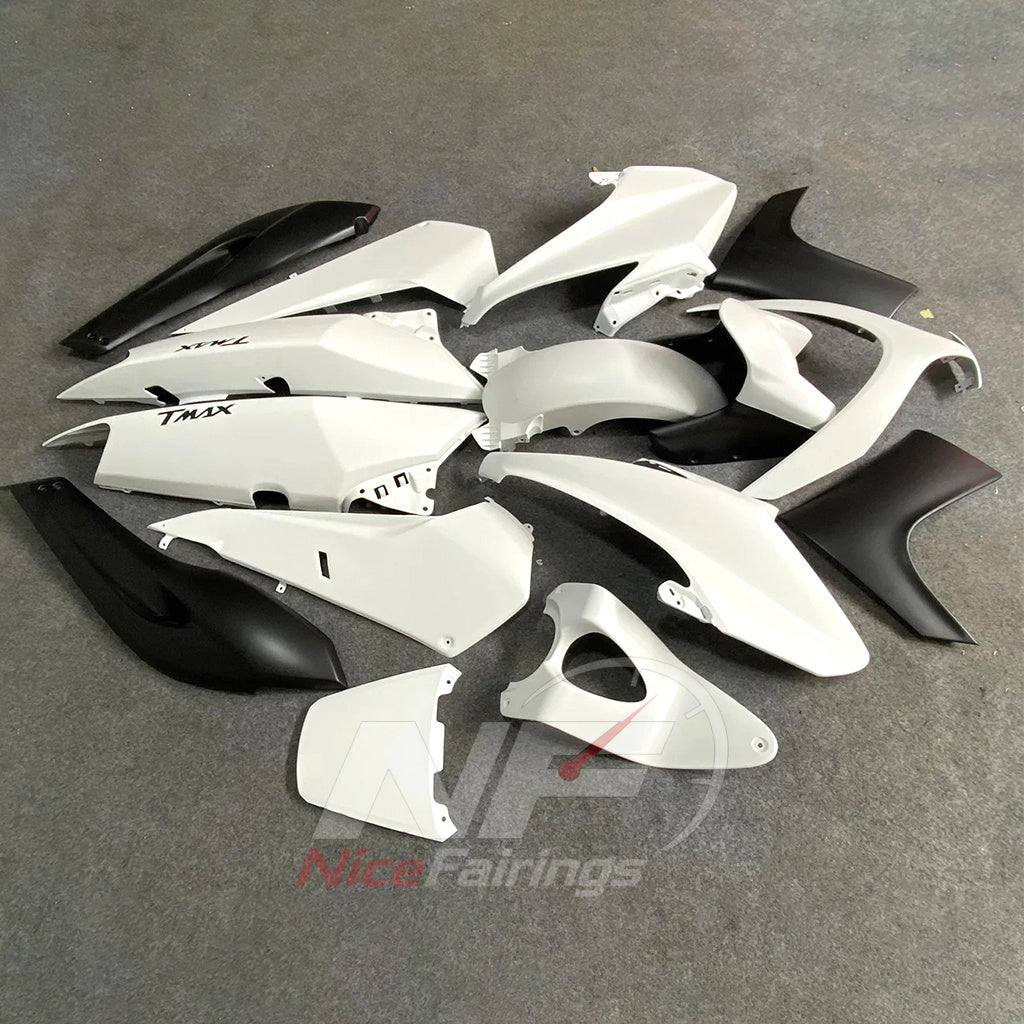 Replacement Fairings Fit 2008-2011 YAMAHA TMAX500 (TMAX-500) - Custom-Painted ABS Bodywork - White Black | NiceFairings - front angle image