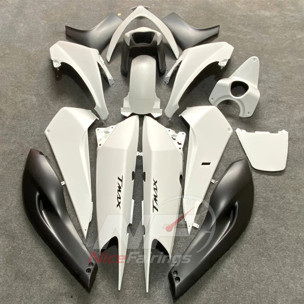 Replacement Fairings Fit 2008-2011 YAMAHA TMAX500 (TMAX-500) - Custom-Painted ABS Bodywork - White Black | NiceFairings - side angle image