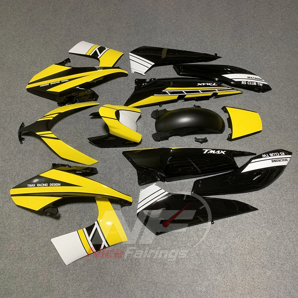 Motorcycle Fairing Kit Fits 2008-2011 YAMAHA TMAX500 (TMAX-500) - Replacement ABS Plastic - Yellow Black White | NiceFairings - front angle image