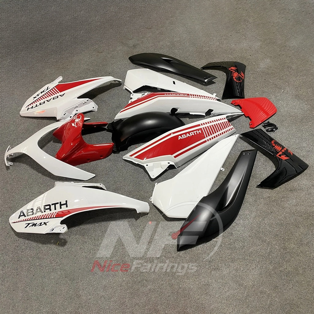 Aftermarket Fairing Kit Fits 2008-2011 YAMAHA TMAX500 - ABS Fairing Panels - White Red Black | NiceFairings - front angle image