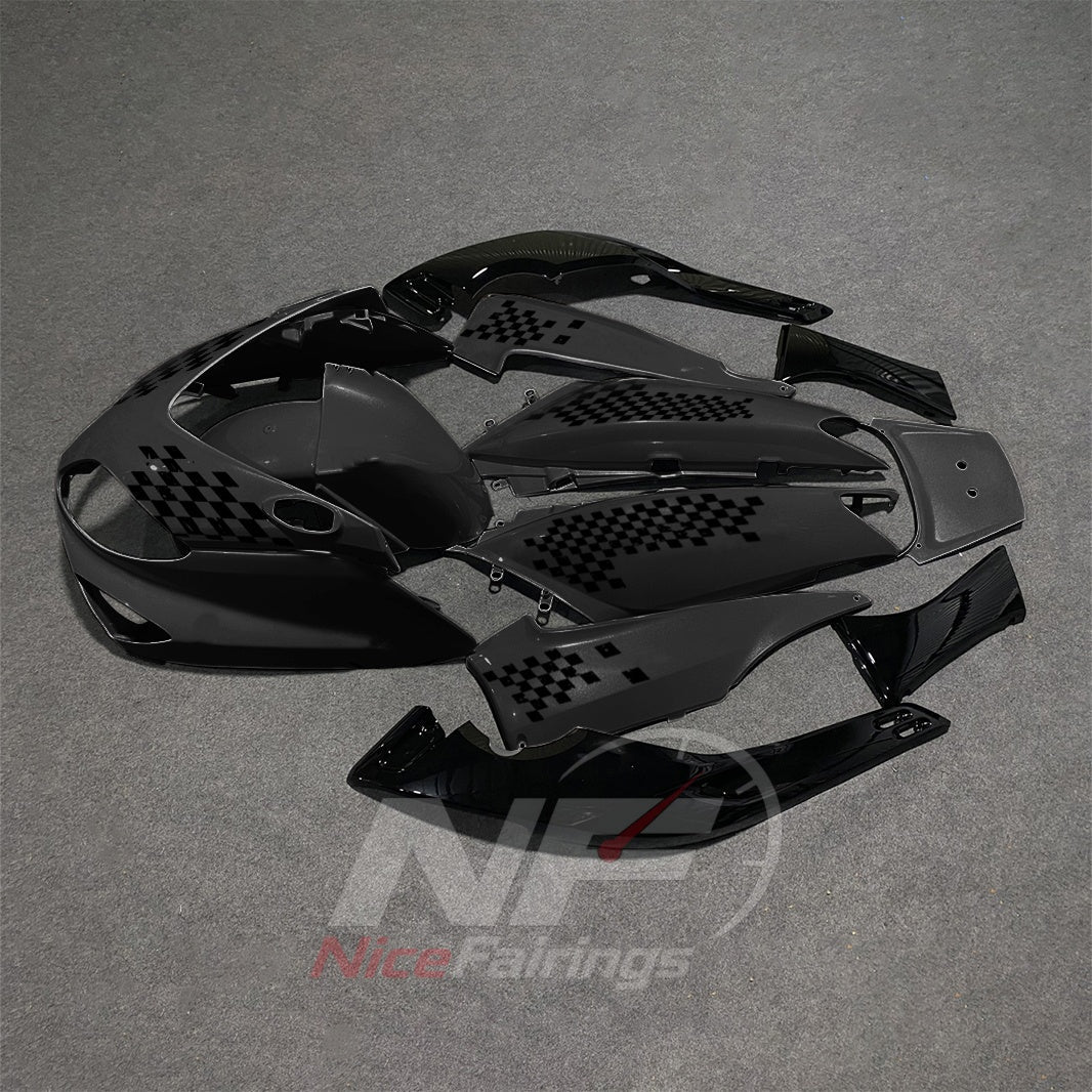 Fairings Kit Fits 2001-2007 YAMAHA TMAX500 (T-MAX500) - Aftermarket ABS Panels - Black Gray Pattern | NiceFairings - front angle image