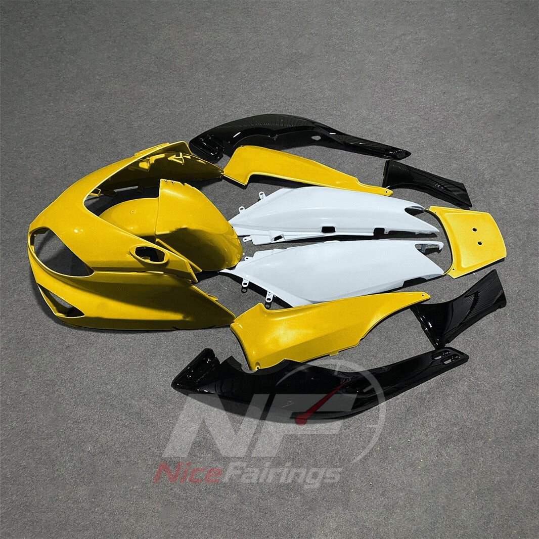 Scooter Fairing Kit Fits 2001-2007 YAMAHA TMAX500 (T-MAX500) - Custom-Painted ABS Bodywork - Yellow White Black | NiceFairings - front angle image