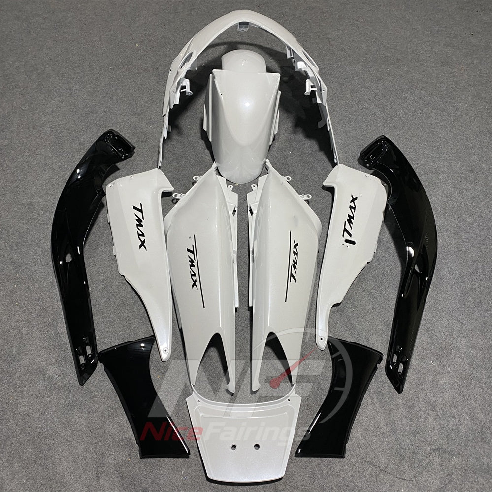 Replacement Fairings Fit 2001-2007 YAMAHA TMAX500 (T-MAX500) - ABS Plastic Bodywork - White Black Trim | NiceFairings - side angle image