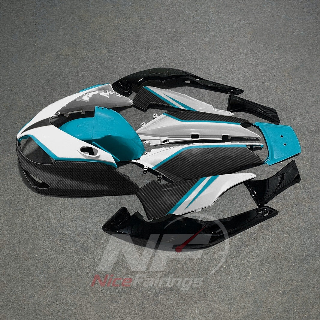 Motorcycle Fairing Kit Fits 2001-2007 YAMAHA TMAX500 (T-MAX500) - Replacement ABS Plastic - Turquoise White Black | NiceFairings - front angle image