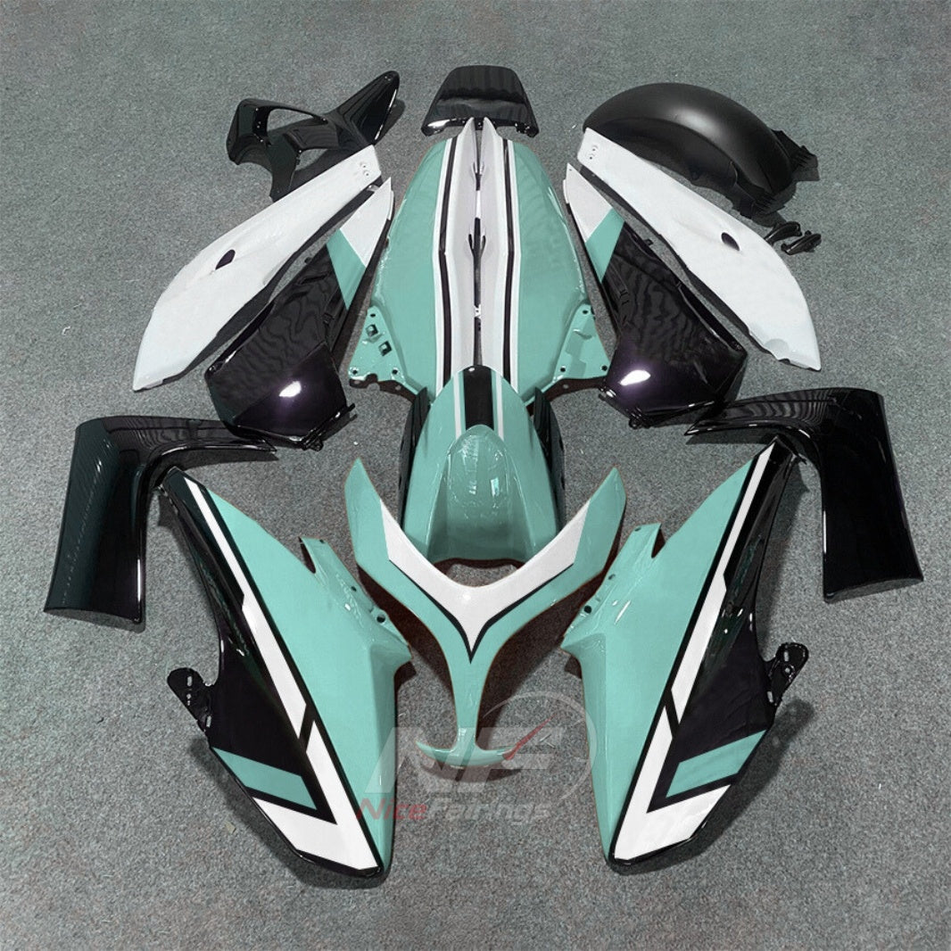 Custom Fairings Fit 2008-2011 YAMAHA TMAX500 - Scooter ABS Bodywork - Blue White Racing | NiceFairings - paint design NO.6 option image