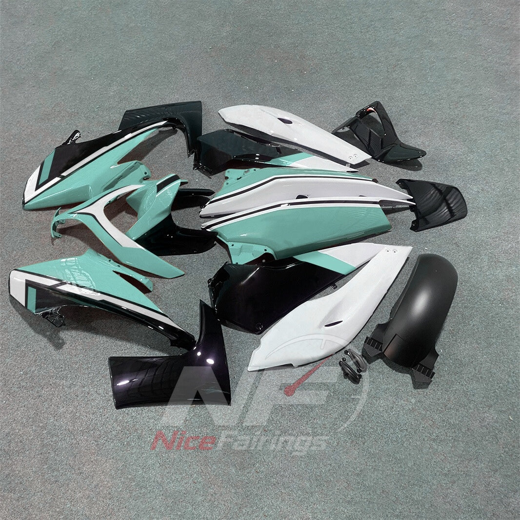 Motorcycle Fairing Kit Fits 2008-2011 YAMAHA TMAX500 (TMAX-500) - Aftermarket ABS Panels - Mint Green White Black | NiceFairings - front angle image