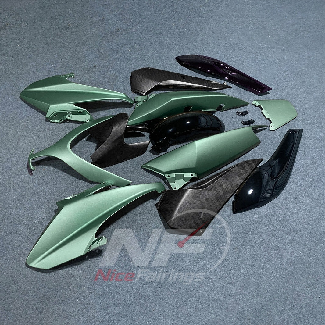 Fairings Kit Fits 2008-2011 YAMAHA TMAX500 (TMAX-500) - Replacement ABS Plastic - Sage Green Black | NiceFairings - front angle image