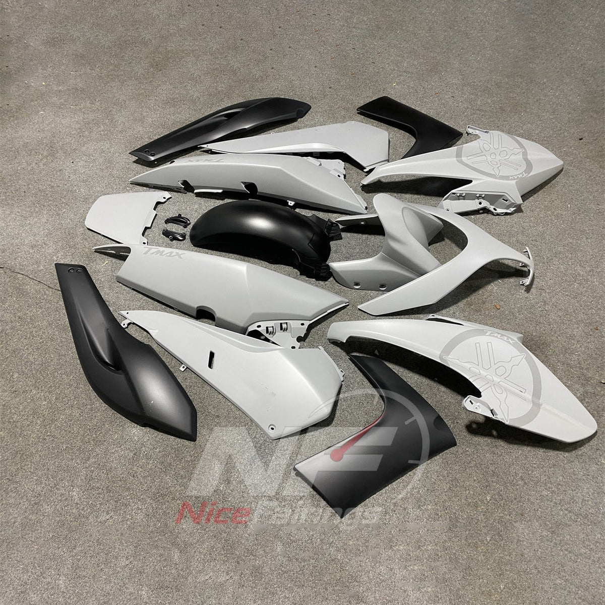ABS Plastic Fairing Kit Fits 2008-2011 YAMAHA TMAX500 - Scooter ABS Bodywork - White Black Center | NiceFairings - front angle image