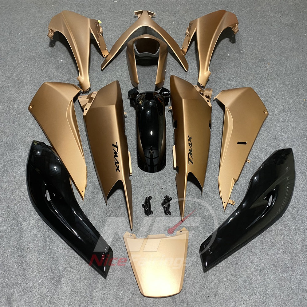 Scooter Fairing Kit Fits 2008-2011 YAMAHA TMAX500 (TMAX-500) - Replacement ABS Plastic - Gold Black | NiceFairings - side angle image