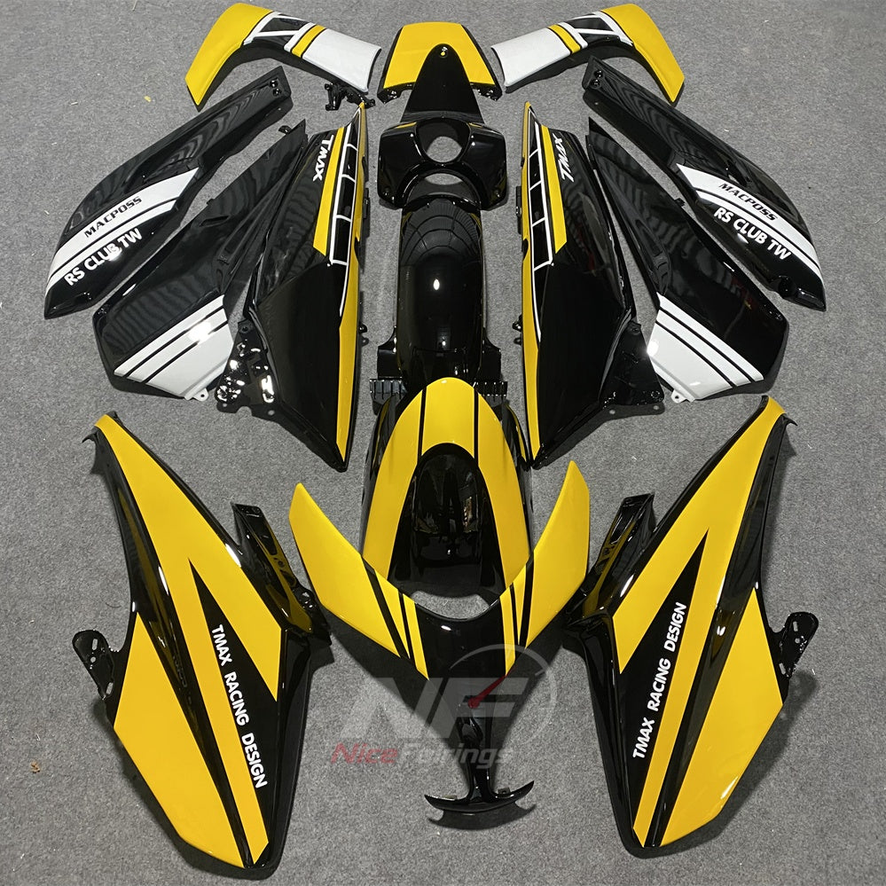 Motorcycle Fairing Kit Fits 2008-2011 YAMAHA TMAX500 (TMAX-500) - Custom-Painted ABS Bodywork - White Black Trim | NiceFairings - paint design NO.3 option image
