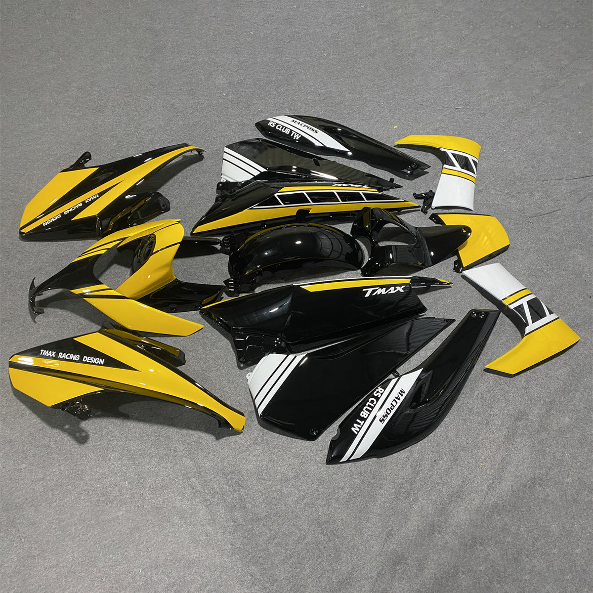 Fairings Kit Fits 2008-2011 YAMAHA TMAX500 (TMAX-500) - Aftermarket ABS Panels - Yellow Black Graphic | NiceFairings - front angle image