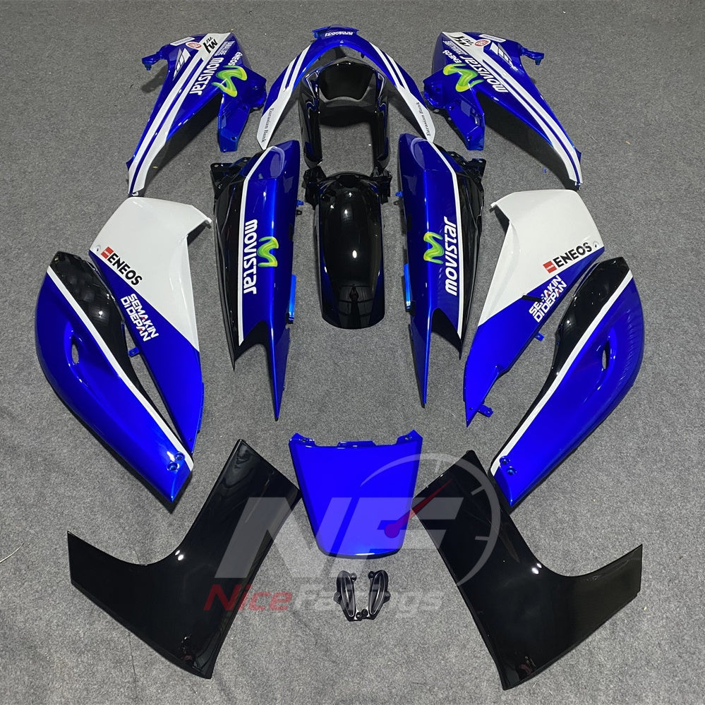 Custom Fairings Fit 2008-2011 YAMAHA TMAX500 - Scooter ABS Bodywork - Blue White Racing | NiceFairings - side angle image