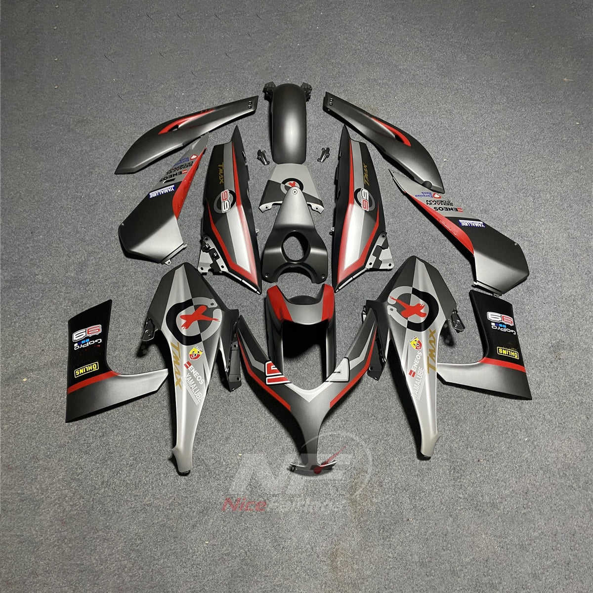 Aftermarket Fairing Kit Fits 2008-2011 YAMAHA TMAX500 - ABS Fairing Panels - White Red Black | NiceFairings - paint design NO.2 option image