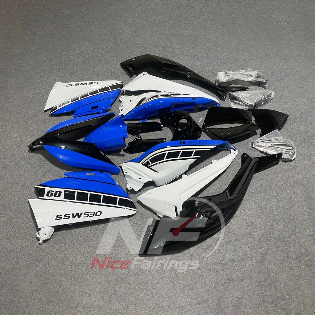 Aftermarket ABS Cowling Set Fits YAMAHA TMAX530 SJ09 2012-2014 - Blue White Graphic | NiceFairings - side angle image