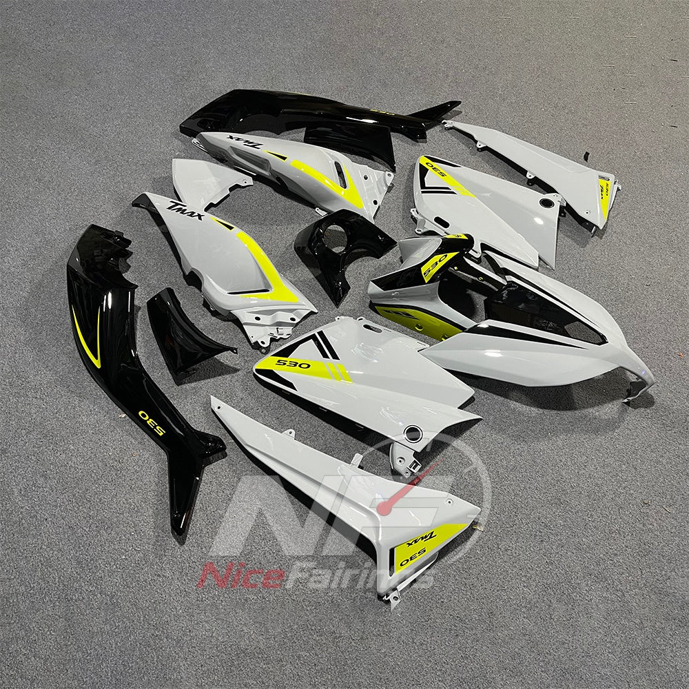 ABS Fairing Panel Kit Fits YAMAHA TMAX530 SJ09 2012-2014 - White Graphic | NiceFairings - front angle image