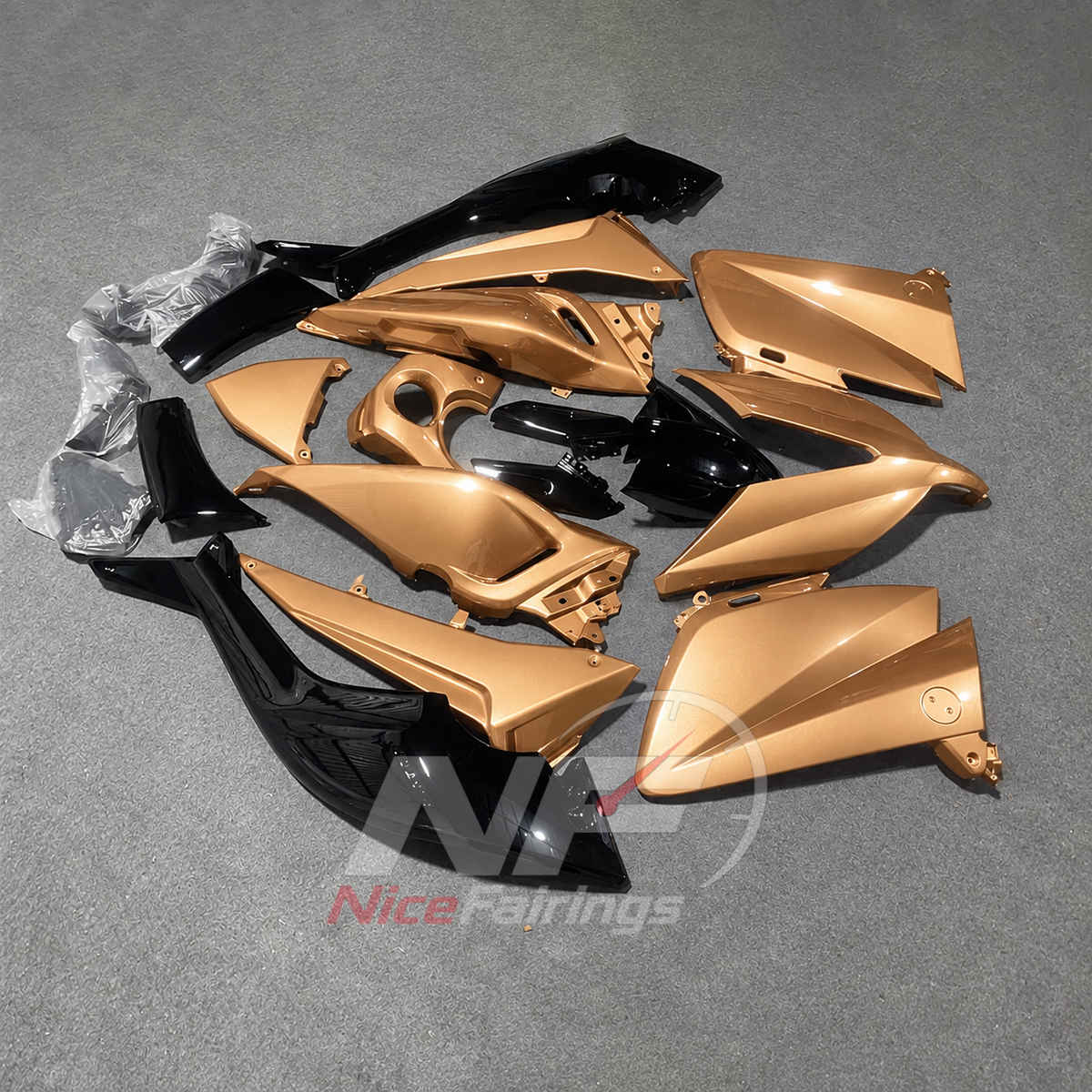 Replacement Gold ABS Motorcycle Fairings Compatible with YAMAHA TMAX530 2015-2016 | NiceFairings - front angle image
