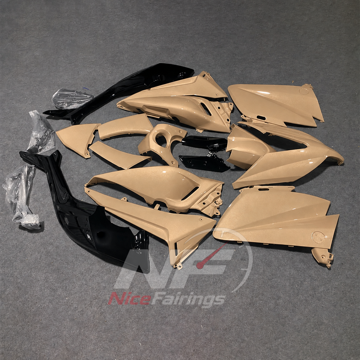 Race-Grade Beige ABS Cowling Panels Compatible with 2015-2016 YAMAHA TMAX530 | NiceFairings - front angle image