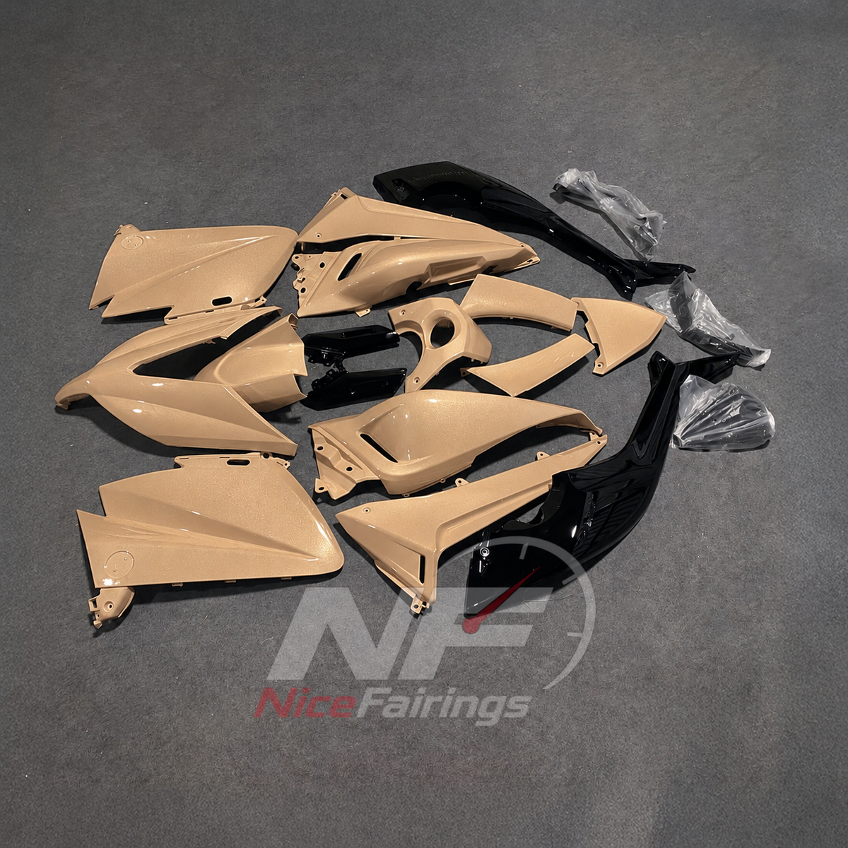 Race-Grade Beige ABS Cowling Panels Compatible with 2015-2016 YAMAHA TMAX530 | NiceFairings - side angle image