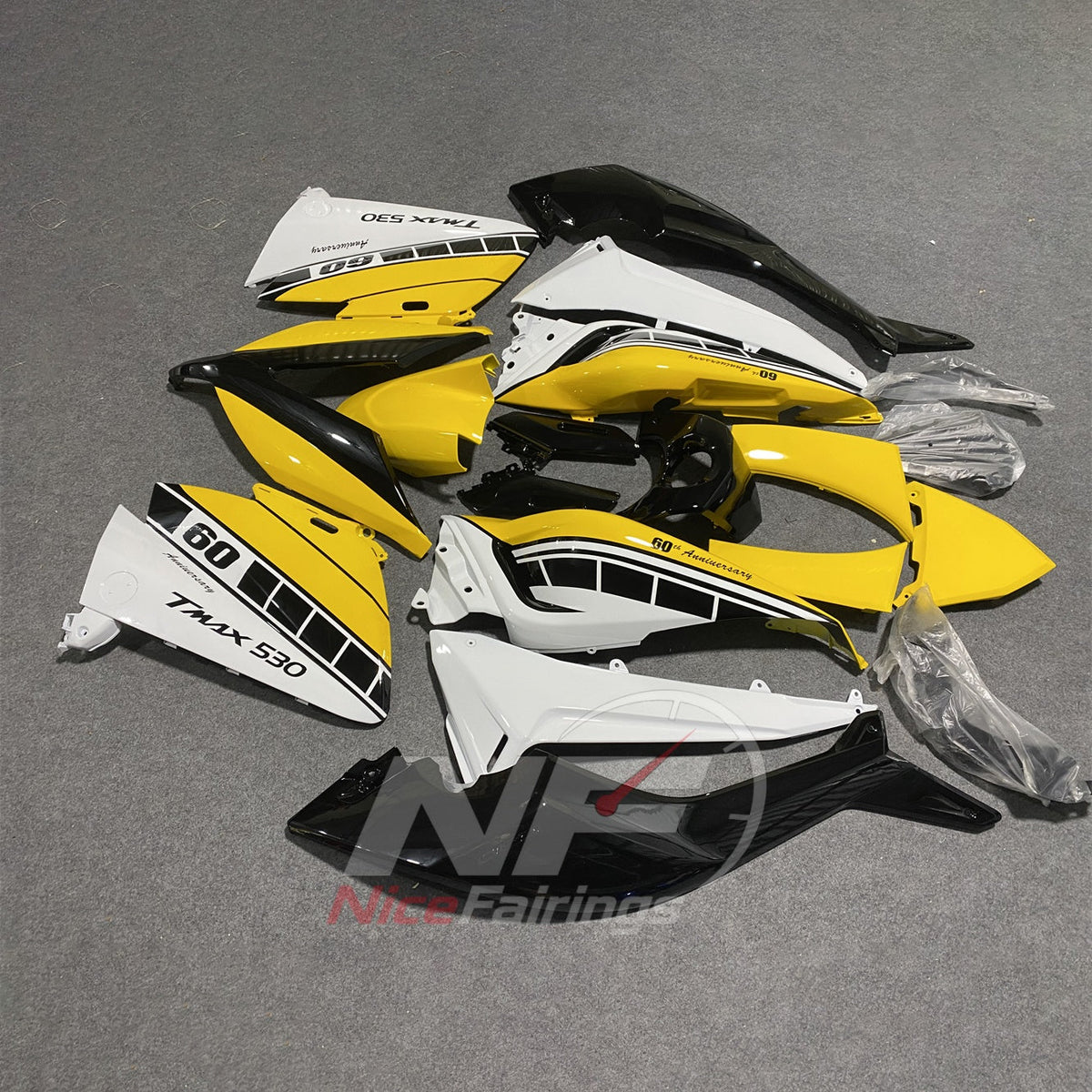Race-Grade Yellow Injection-Molded Bodywork Set Fits 2015-2016 YAMAHA TMAX530 | NiceFairings - side angle image