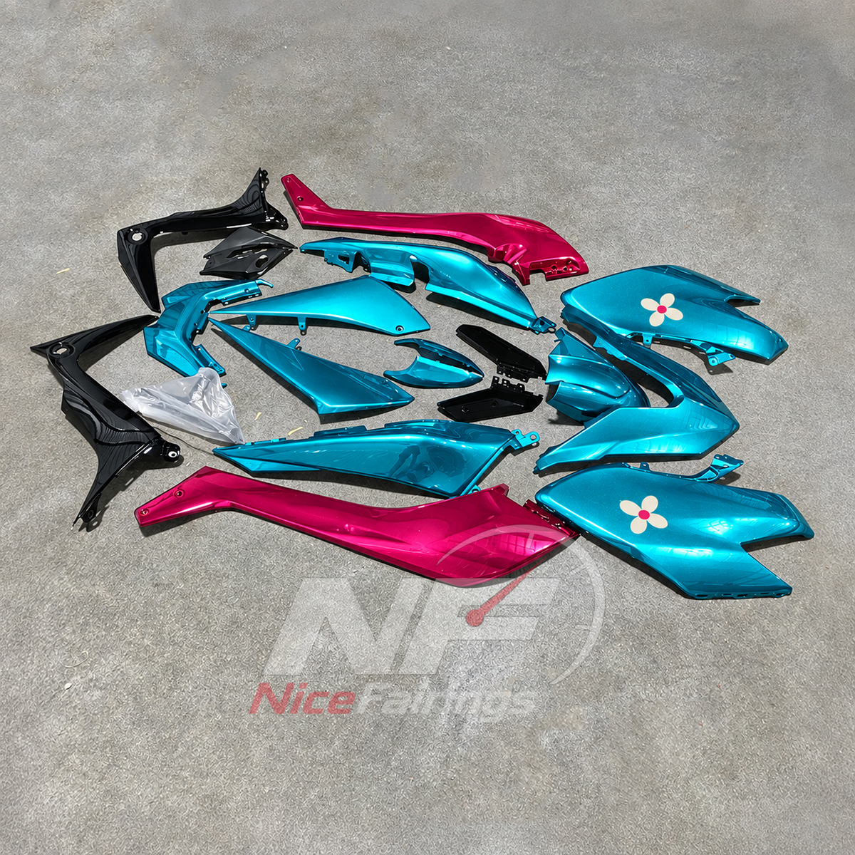 Premium Cyan Injection-Molded Fairing Set Fits YAMAHA TMAX530 SJ14 2017-2019 | NiceFairings - side angle image