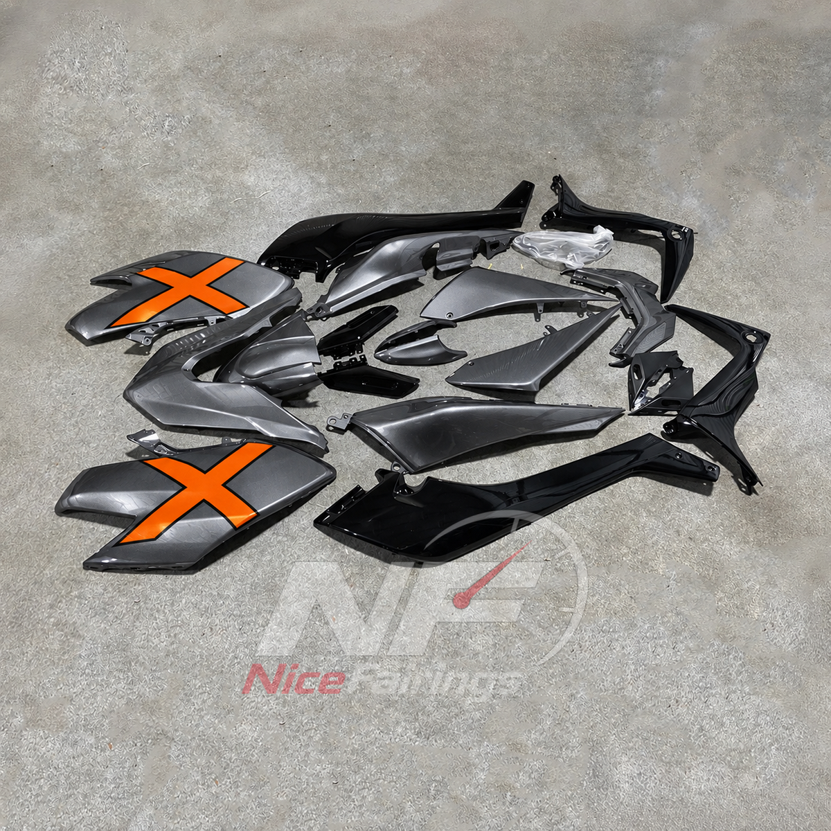 Custom-Painted Gray Injection-Molded Bodywork Set Fits 2017-2019 YAMAHA TMAX530 SJ14 | NiceFairings - front angle image