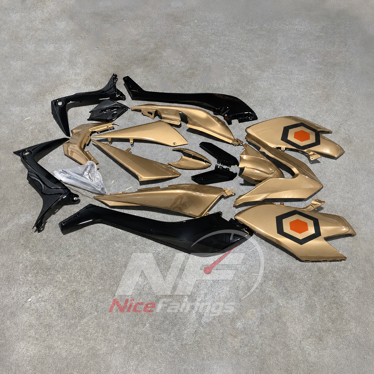 Aftermarket Gold ABS Fairing Panel Kit Fits YAMAHA TMAX530 SJ14 2017-2019 | NiceFairings - front angle image