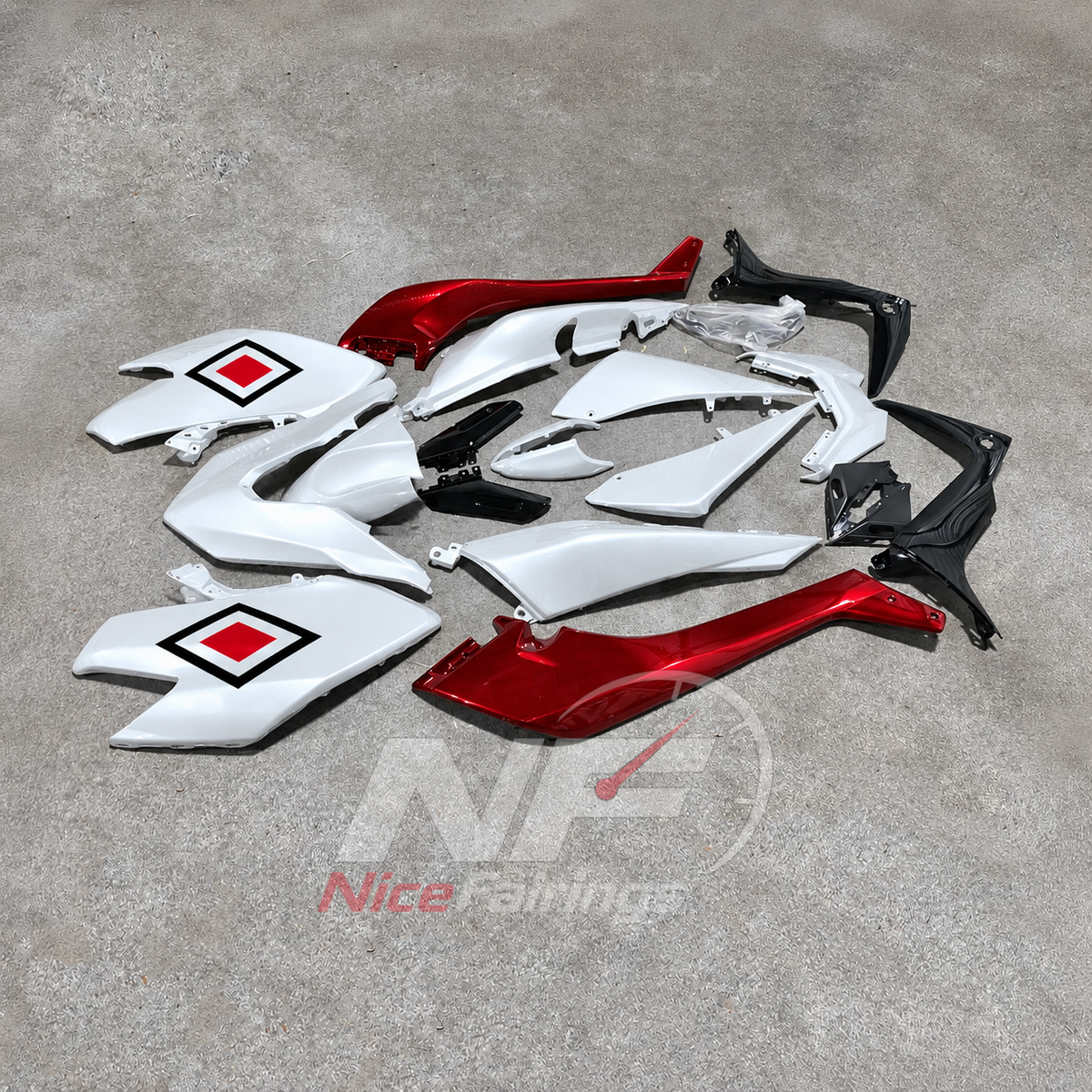 Painted White Sportbike Fairing Set Fits YAMAHA TMAX530 SJ14 2017-2019 | NiceFairings - front angle image