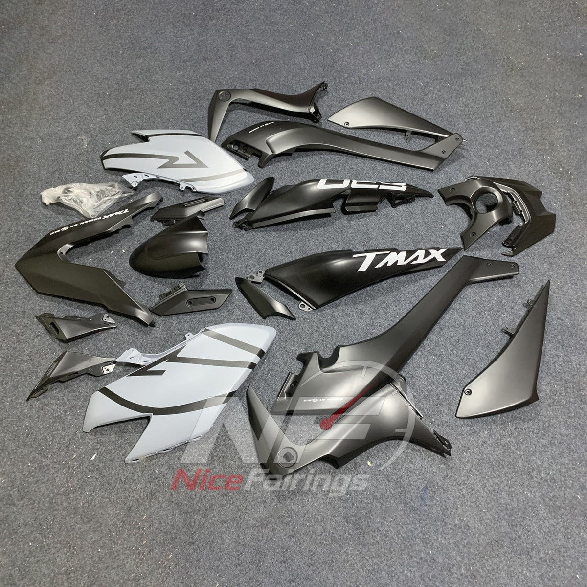 Race-Grade Silver Injection-Molded Bodywork Set Fits 2017-2019 YAMAHA TMAX530 SJ14 | NiceFairings - side angle image