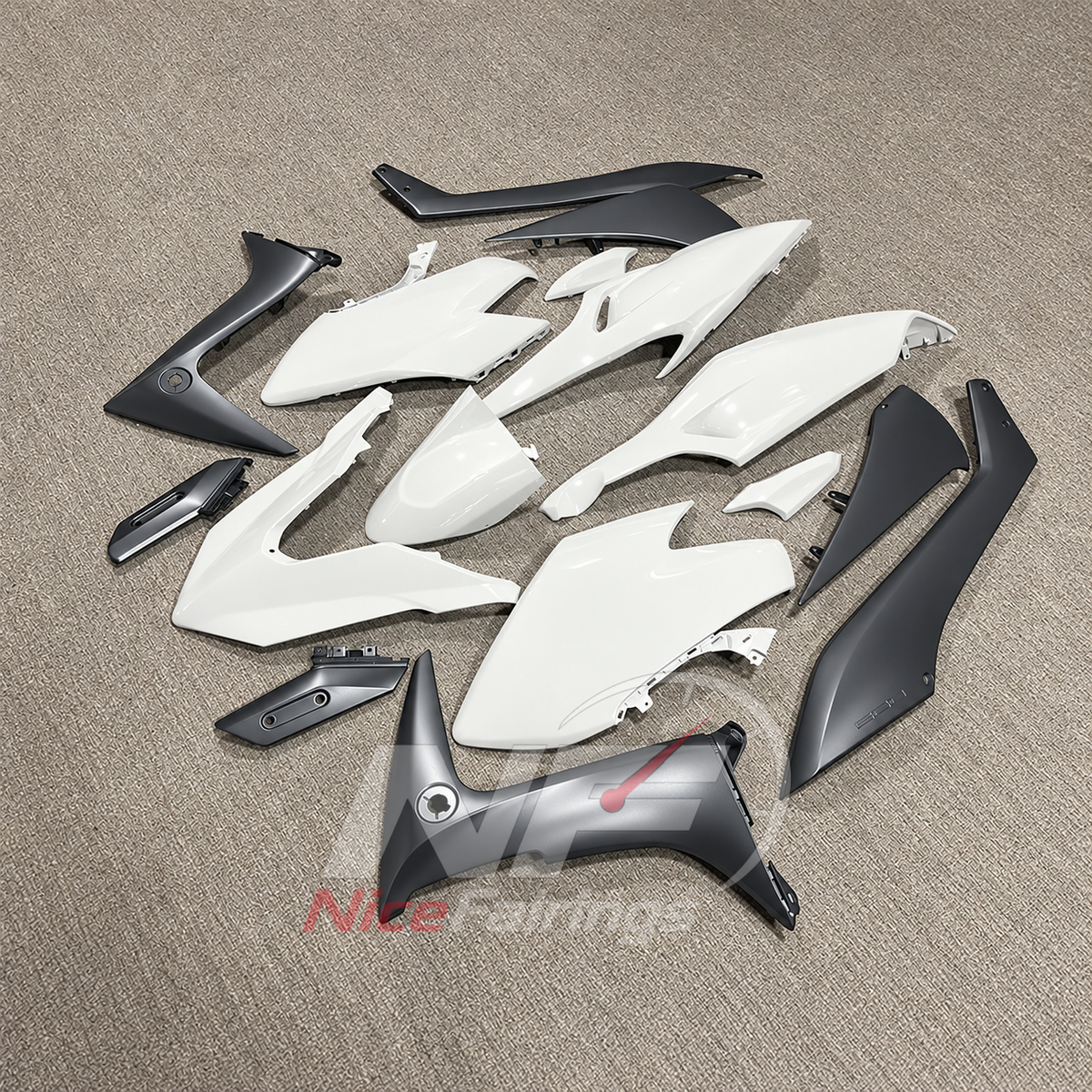 Fairing Kit Fits 2020-2021 YAMAHA TMAX560 - White Contrast ABS Injection | NiceFairings - side angle image
