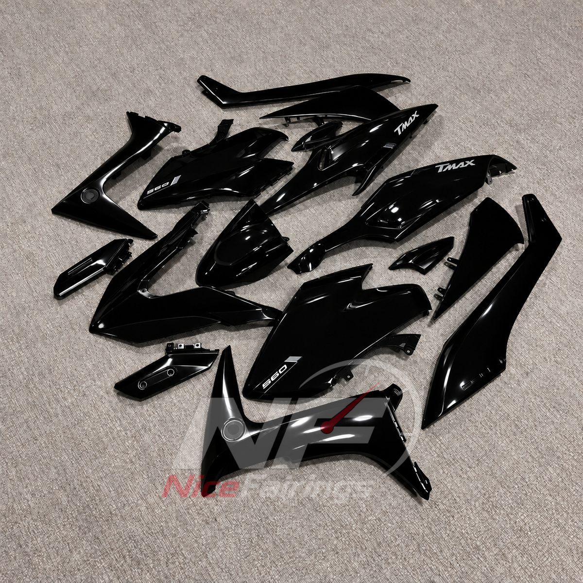 Fairing Kit Fits 2020-2021 YAMAHA TMAX560 - Black Reflective ABS Plastic | NiceFairings - front angle image