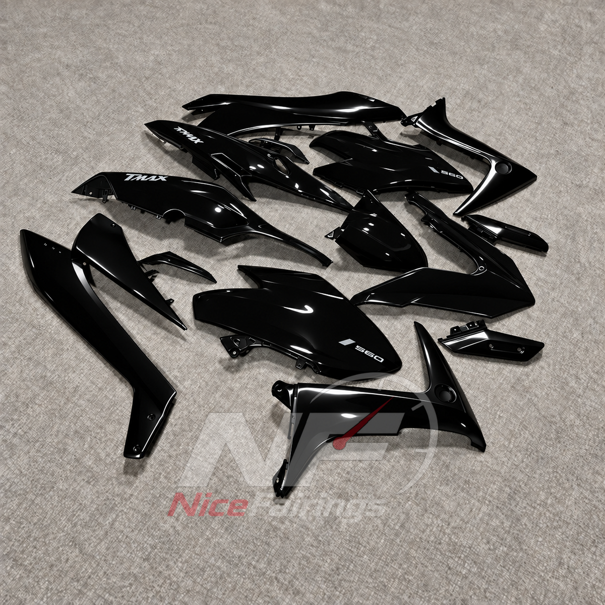 Fairing Kit Fits 2020-2021 YAMAHA TMAX560 - Black Reflective ABS Plastic | NiceFairings - side angle image