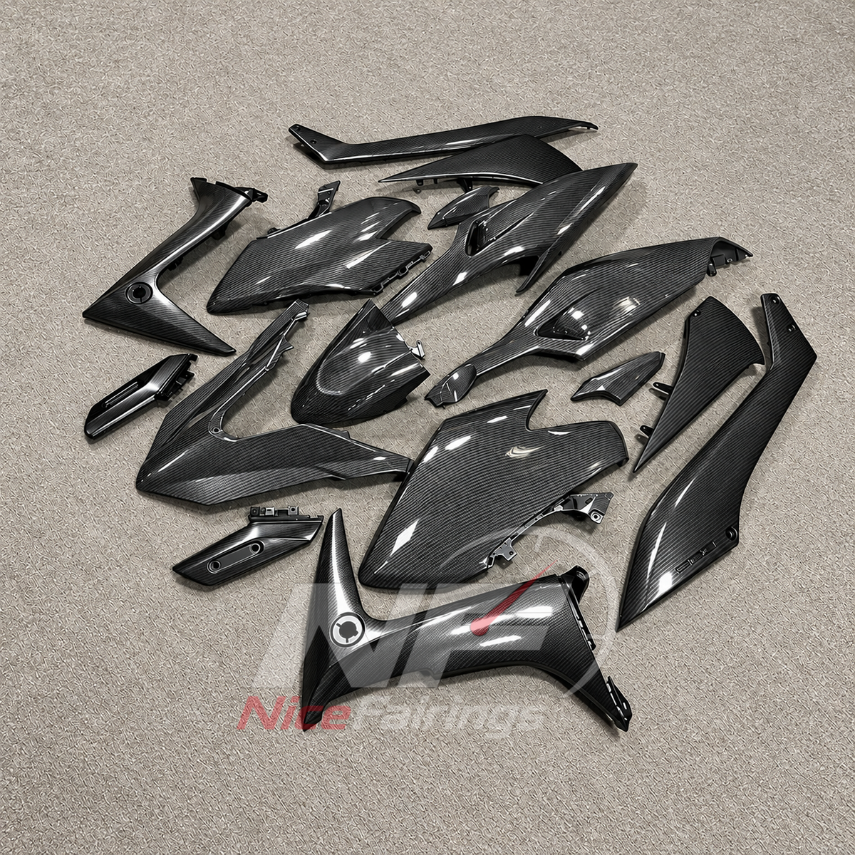 Fairing Kit Fits 2020-2021 YAMAHA TMAX560 - Carbon Pattern ABS Plastic | NiceFairings - front angle image