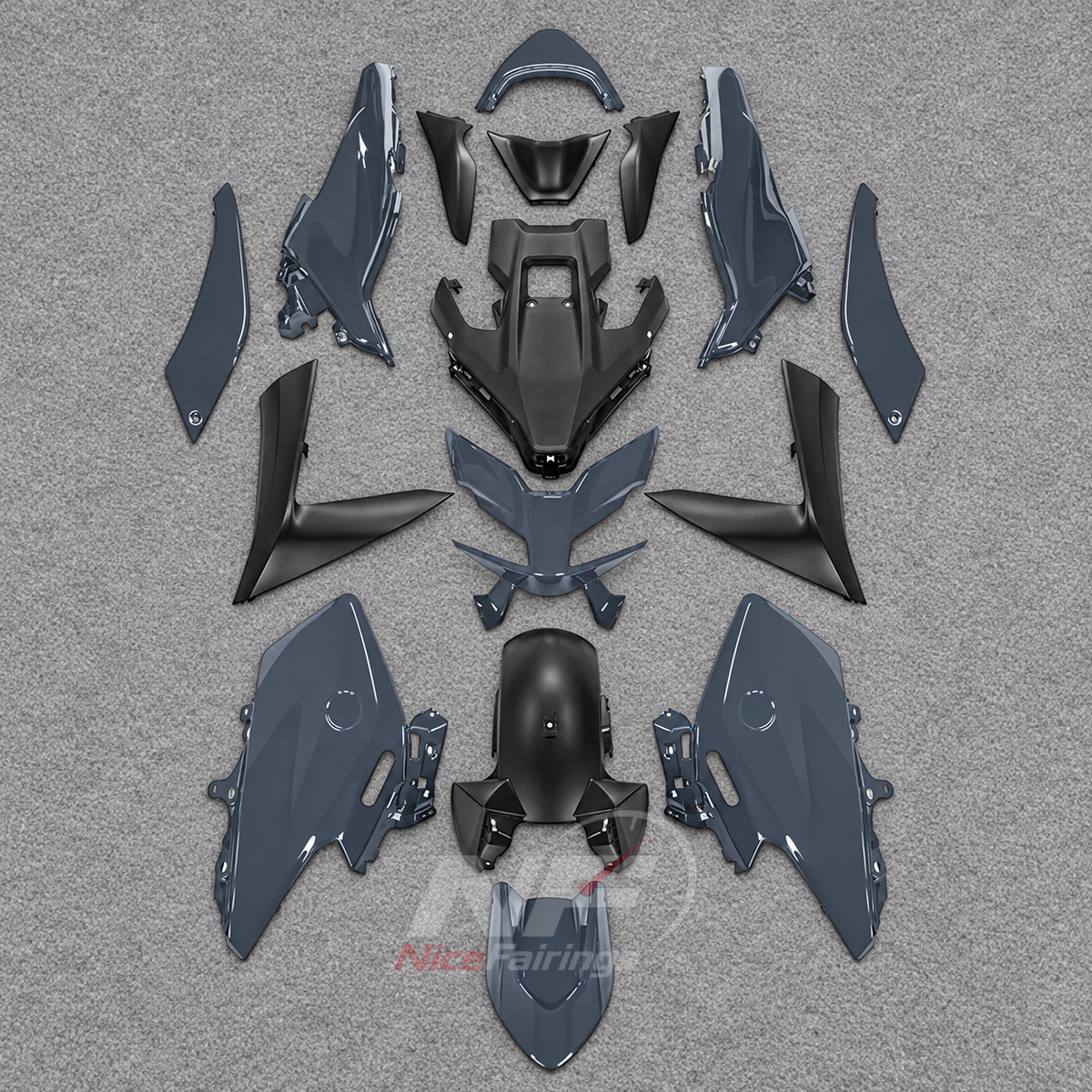 Fairings Kit Fits 2022-2024 YAMAHA TMAX560 - Replacement ABS Plastic - Silver Gray Black | NiceFairings - paint design NO.7 option image