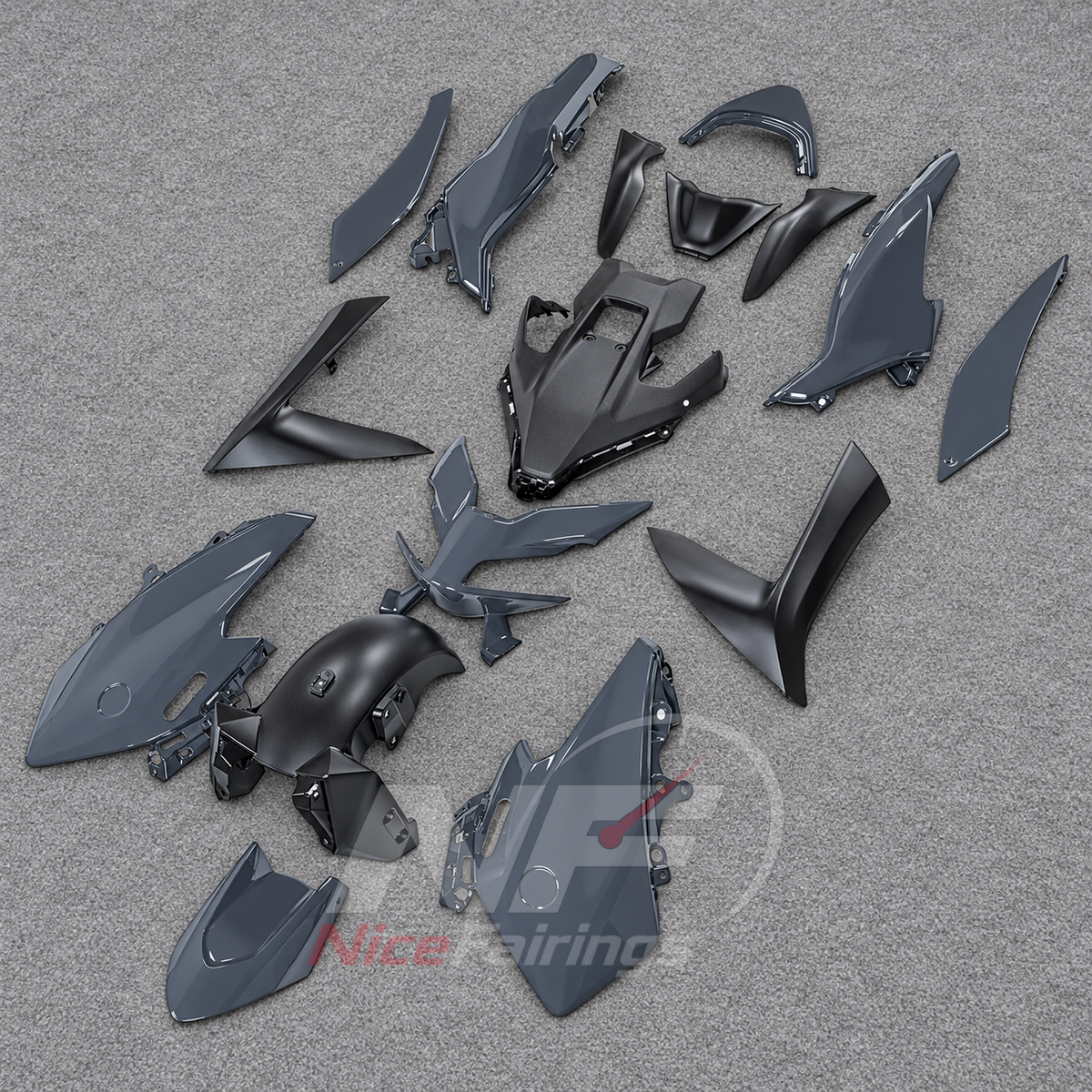 Motorcycle Fairing Kit Fits 2022-2024 YAMAHA TMAX560 - Replacement ABS Plastic - Slate Blue Gray Black | NiceFairings - side angle image