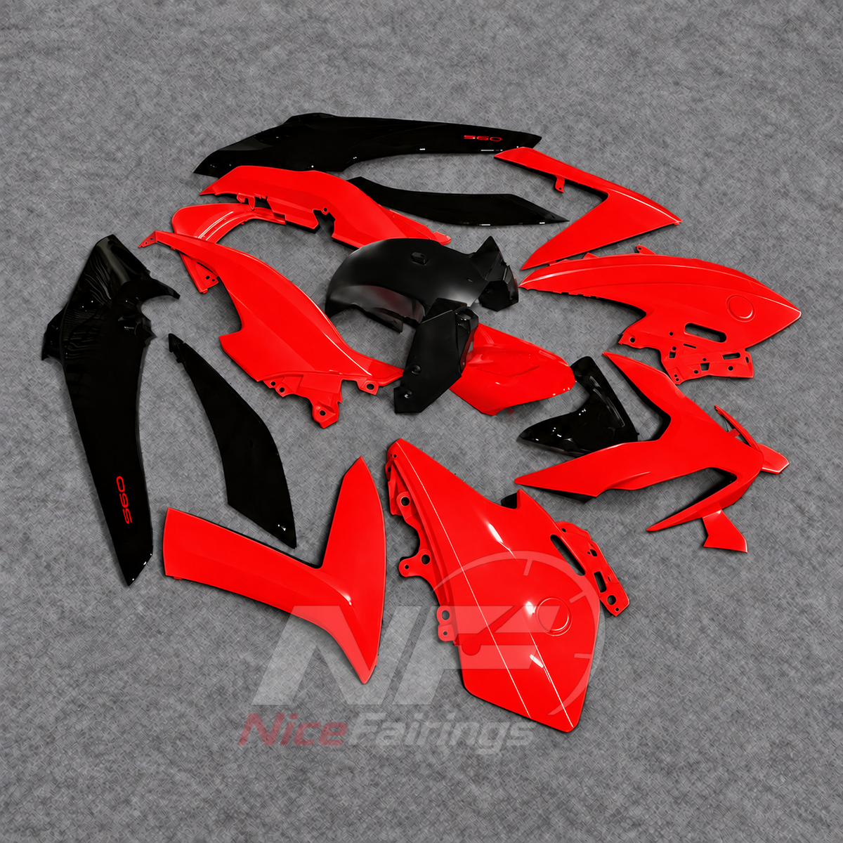Custom Fairings Fit 2022-2024 YAMAHA TMAX560 - ABS Plastic Bodywork - Bright Red Black | NiceFairings - front angle image