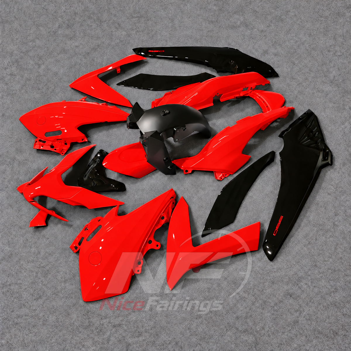 Custom Fairings Fit 2022-2024 YAMAHA TMAX560 - ABS Plastic Bodywork - Bright Red Black | NiceFairings - side angle image