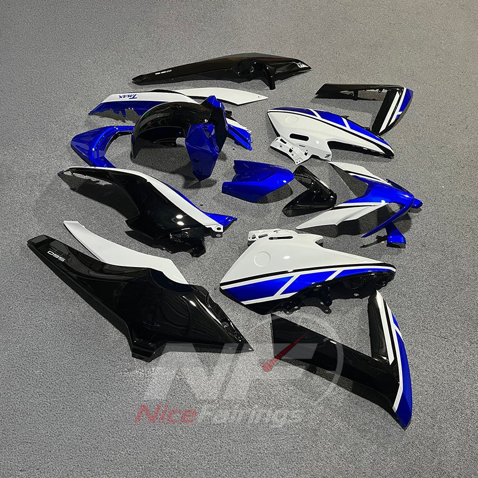 Motorcycle Fairing Kit Fits 2022-2024 YAMAHA TMAX560 - Aftermarket ABS Panels - Blue White Black Racing | NiceFairings - side angle image