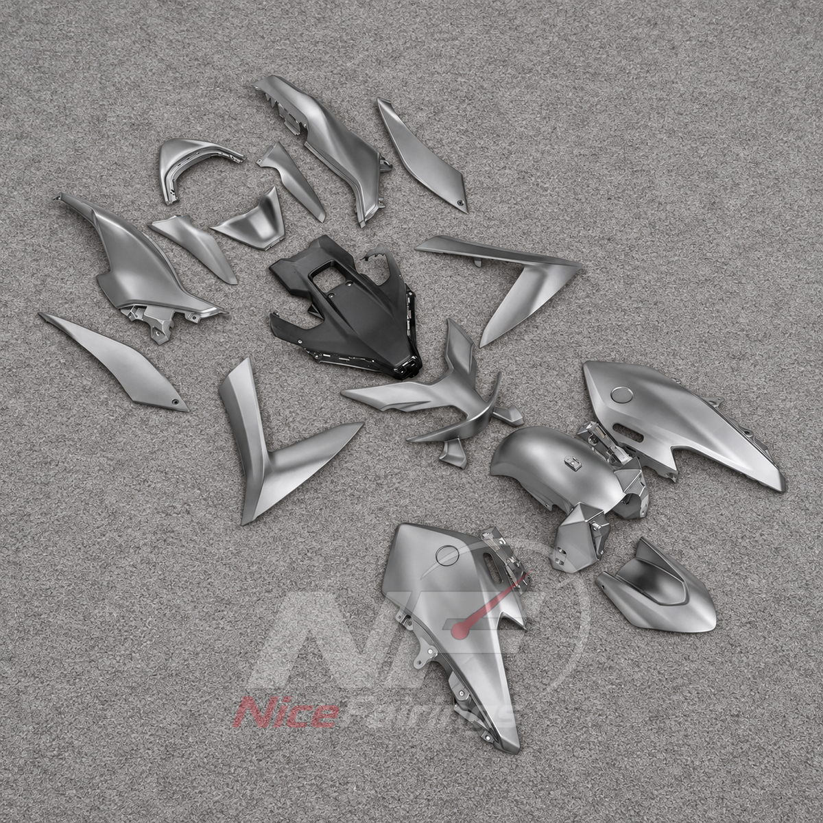 Fairings Kit Fits 2022-2024 YAMAHA TMAX560 - Replacement ABS Plastic - Silver Gray Black | NiceFairings - side angle image