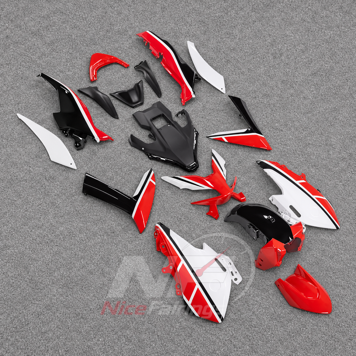 ABS Plastic Fairing Kit Fits 2022-2024 YAMAHA TMAX560 - Scooter Bodywork - White Red Black Sport | NiceFairings - side angle image