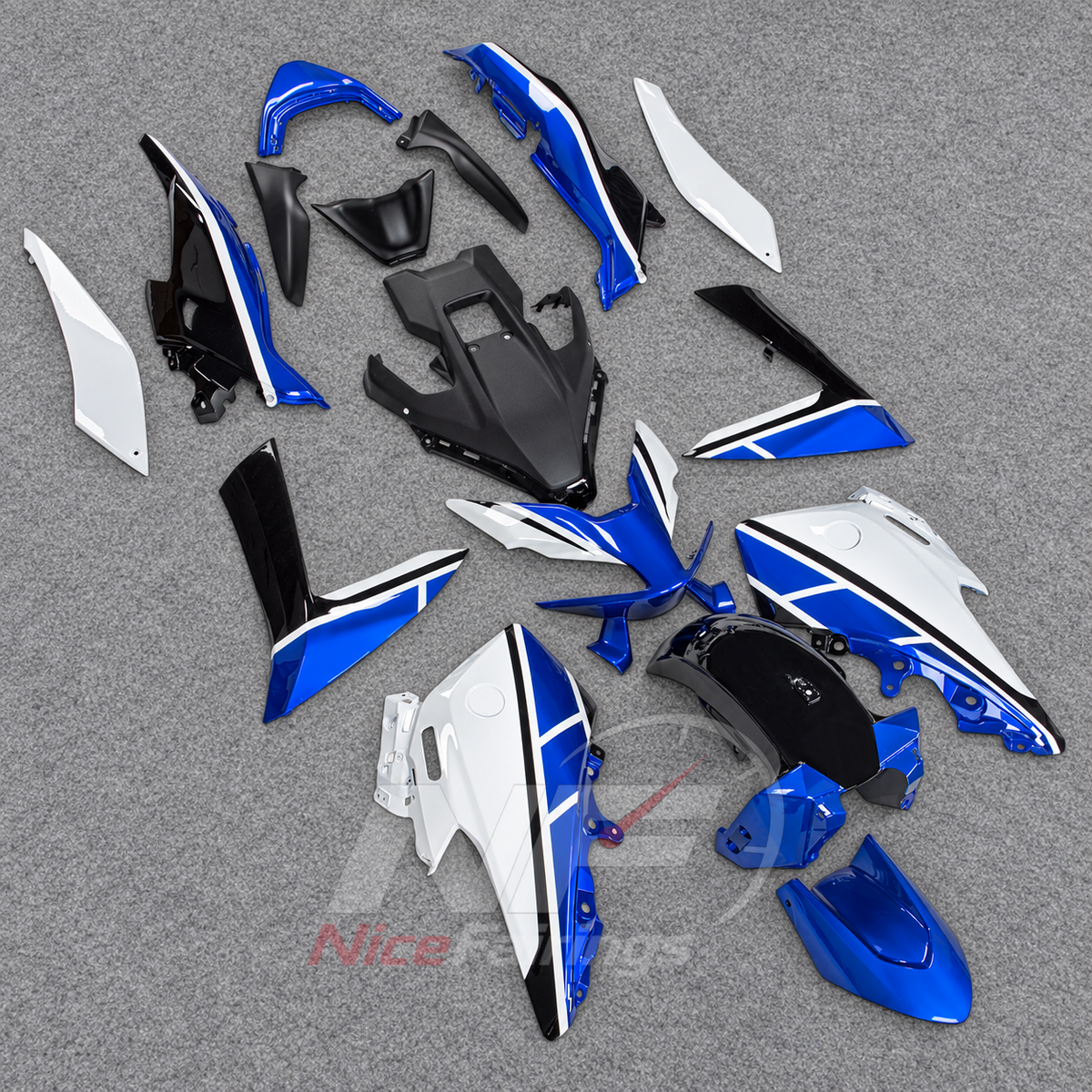 Fairing Kit Fits 2022-2024 YAMAHA TMAX560 - Scooter ABS Bodywork - Blue White Black Graphic | NiceFairings - front angle image