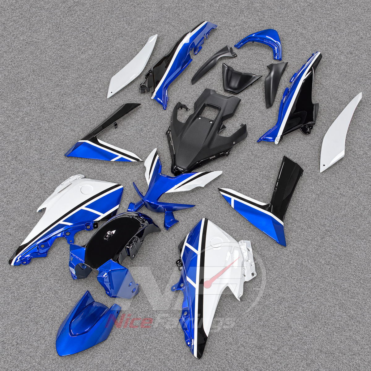 Fairing Kit Fits 2022-2024 YAMAHA TMAX560 - Scooter ABS Bodywork - Blue White Black Graphic | NiceFairings - side angle image