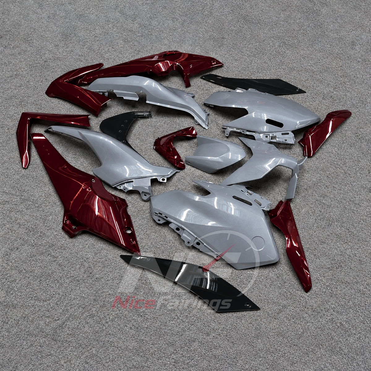 2025-2026 Yamaha TMAX560 ABS fairing kit - Burgundy Silver ABS Bodywork - view 2